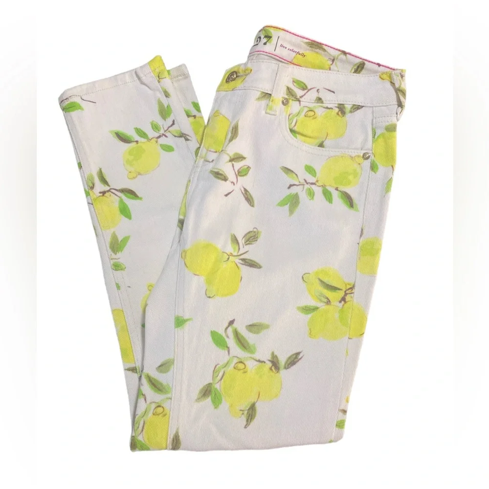 Kate Spade Broome Street lemon print skinny ankle jeans Sz 27‎ - Picture 4 of 12
